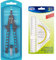 Faber-Castell 174340 - Schnellverstell Zirkel, Factory, blau, 1 Stück & TSI 46303 Geometrie-Set (Lineal 17 cm und Geo-Dreieck 16 cm)
