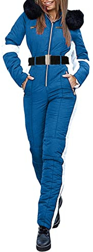 Traje de nieve para mujer, de una pieza, cálido, traje de esquí para mujer, mono de snowboard con capucha de piel y guantes, mono de esquí impermeable, mono de nieve 2022, nuevo traje de nieve de una
