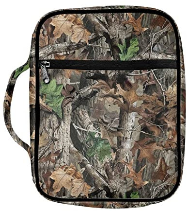 Coldinair Bibelhülle mit Jagd-Tarnmuster, für Männer und Frauen, Bibeltasche, Kirchentasche, Bibelschutz mit Griff und Reißverschlusstasche, christliche Geschenke
