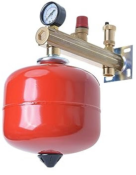 Aqbau® Set di recipienti di espansione a membrana da 12 litri per riscaldamento con gruppo di sicurezza in ottone, contenitore di compensazione della pressione, serbatoio di compensazione, contenitore