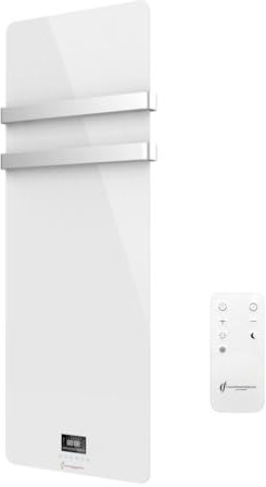 Sannover Thermique Omiros Sannover - Asciugamani elettrico in vetro da parete, 850 W, bianco, Omirosverre850blanc