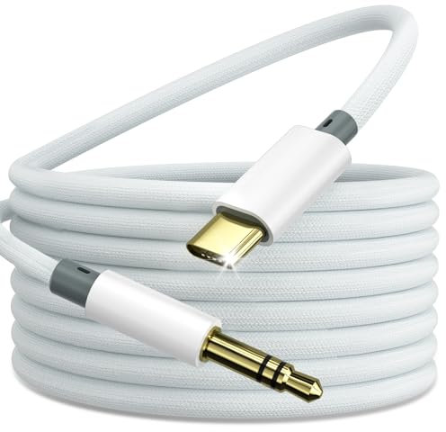 Bigtruely DAC USB-C à 3,5 mm pour iPhone 16/15 Pro Max, Galaxy S24/S23/S22 Ultra - Câble Audio Blanc