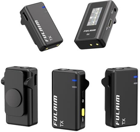 FULAIM X6 Sistema Microfonico Wireless Digitale Compatto per 4 Persone per Fotocamere e Smartphone (2,4 GHz) - Ideale per Interviste, Vlogging, Podcast, Lezioni Online, Live Streaming e Riprese Video