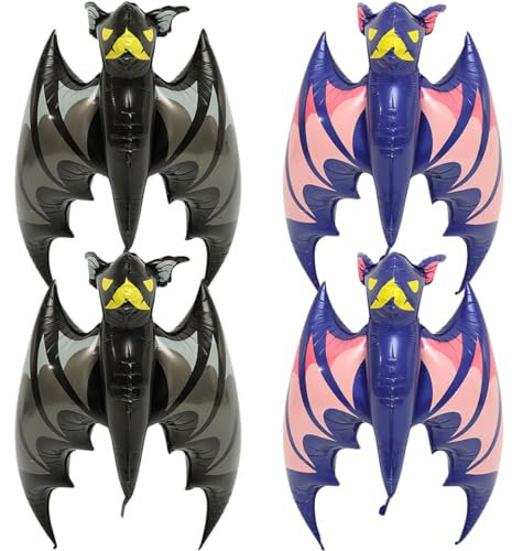 Abaodam 4stücke Halloween Folienballons Aluminium Film Bats Für Gruselige Dekorationen Partyzubehör Garten Und Events