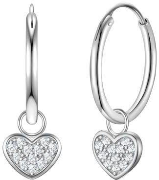 Rafaela Donata Damen Creolen aus 925/- Sterling Silber rhodiniert mit Zirkonia weiß Herz