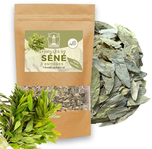 Feuille de sene, laxatif puissant pour constipation et detox du colon. Tisane laxative à effet rapide. Favorise le transit intestinal et le nettoyage de l'intestin. Sachet 100 g feuilles séné en vrac