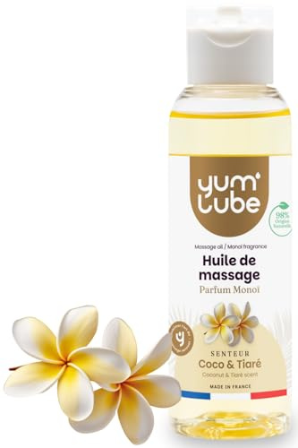 Yum'Lube - Massageöl Monoi de Tahiti - Entspannendes Professionelles Bio Massageöl - Natürlich 100ml - Hergestellt in Frankreich