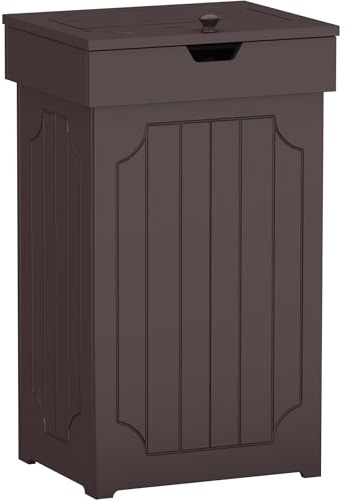 Function Home Trash Can Cabinet, 13 Gallon Kitchen Garbage Can, Wooden Recycling Trash Bin, Freestanding Dog Proof Trash Can, Farmhouse Trash Cabinet with Lid for Home Kitchen Living Room, Coffee