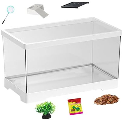 Kit di serbatoi di tartaruga - Habitat per tartaruga completa con filtro, piattaforma di crogiolarsi e luce a LED | Kit di acquario di avviamento per piccole tartarughe, serbatoio di plastica facile d