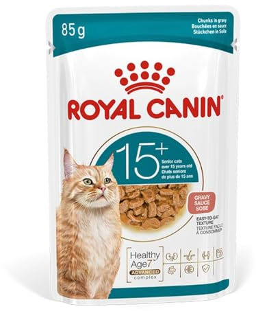 ROYAL CANIN AGEING 15+ Sauce | 12 x 85 g | Nourriture Humide pour Chats à partir de 15 Ans | Morceaux en Sauce
