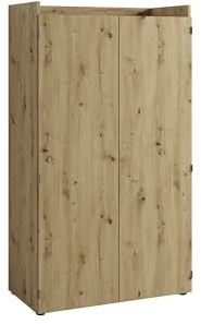 byLIVING Secrétaire Janne, sans poignée, secrétaire Aspect chêne Artisanal | Armoire de bureau avec 2 portes, l 80, H 141, P 40 cm, peu encombrant