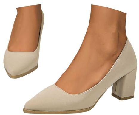 Dirndl Shoes Women's Costume Pumps Traditional Shoes with Heel Chunky Dance Shoes Bridal Shoes Block Heel Ballerinas Elegant Shoes Clip Pumps Heel Shoes Wedding Shoes, khaki, 8 UK