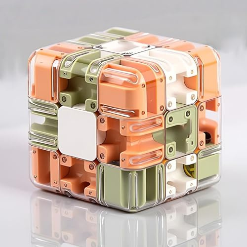 Gran Rompecabezas Laberinto 3D, Cubo Mágico 2 En 1 con Bola Laberinto, Juego De Lógica Y Concentración (Green and Orange)