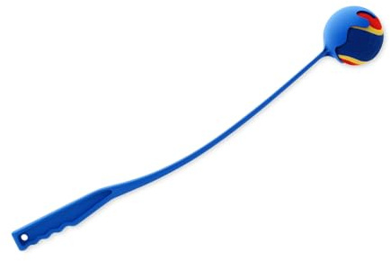 Luxy Line Dog Ball Launcher, Tennis Ball Thrower with Long Handle, Hands Free Pick Up for Pet Exercise, Chase Fetch Game, Ball Included, 50cm, Random Colour (Blue)