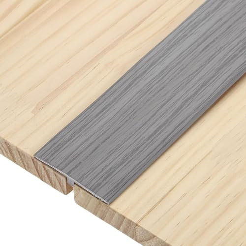 Perfil de Transición para Suelo, PVC Perfil en T, Tapajuntas Suelo Adhesivo 5 cm x 300cm, Tira de Umbral para umbrales de puertas y suelos de conexión de baldosas laminadas, Grano de Madera Gris