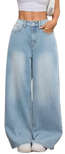 OYICAI Pantalon Denim Baggy Femme Large Jambe Vintage Rétro Y2K 90s Laisé Streetwear Hip Hop