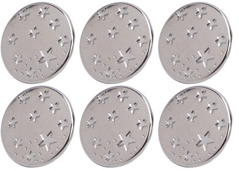 Kadimendium Byxknappar med Stjärnmönster 17 Mm Snygg Spetsnit med Lock i Rostfritt Stål för Justerbar Passform i Byxor och Shorts 50 Set