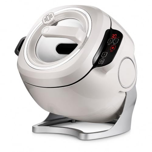 360° roterande kokkärl, 6 L rostfritt stål, 2 000 W automatisk omrörning, 3D allrounduppvärmning, 3 hastighetsväxlar för stekning, flätning och matlagning