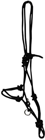 AMKA Knotenhalfter mit Ringen schwarz Gr. Kaltblut für Ausbildung, Bodenarbeit, Longieren oder zum Reiten Sidepull Halfter gebisslos Bitless