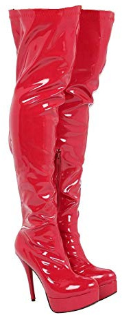 Womens Ladies Sexy Thigh HIGH Kinky Fetish Over The Knee Platform Stiletto Heel Side Zip Boots Size 3 4 5 6 7 8 (8 UK, Red Patent)