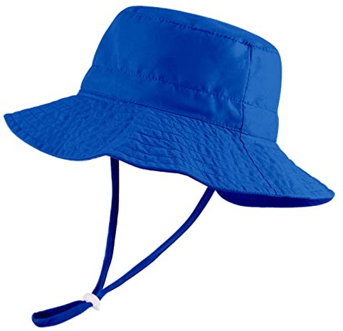 LACOFIA Småbarn solhatt unisex barn sommar mössa hatt för strand simning pool brett brätte/snabbtorkande, A- Blå, 6-24 månader