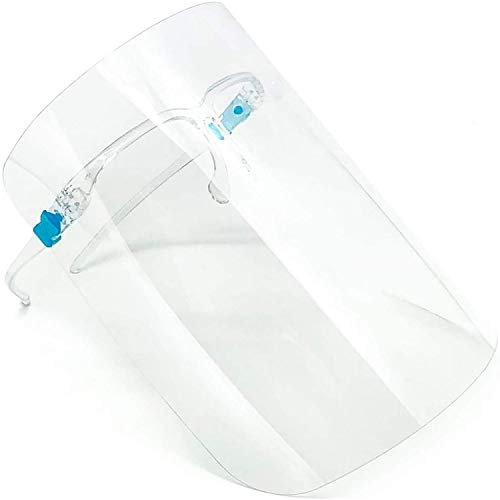 Luebel Pack Of 10 Full Face Protector Shield Visor with Glasses Frame Light Weight Splash Shield. Comfortable Business Visors with Glasses Cases Exclusive Transparent For Business Anti Fog UK Seller