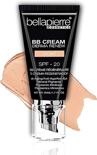 Bellapierre BB Crème SPF 20 | Correcteur, fond de teint et hydratant | Non toxique et sans paraben | Applicateur à pompe – 50 grammes - Light