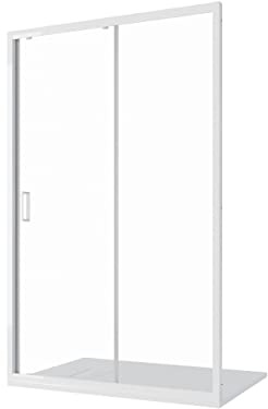 Box Doccia Nicchia 100cm mod. Maiorca 2 Ante Apertura Scorrevole Vetro Temperato 4mm Trasparente Profili in Alluminio Bianco Maniglia in Abs Bianca