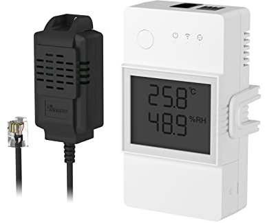 SONOFF THR320D+THS01 20A Interruttore WiFi intelligente con schermo LCD per monitorare temperatura e umidità, controllo automatico di caldaie e irrigazione, compatibile con Alexa e Google Home