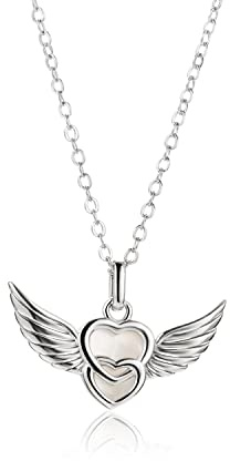 Engelsflügel Kette 925 Sterling Silber mit Herz Engel Flügel Anhänger für Frauen Damen,Zart Herzen Liebe Halskette Freundschaft Ketten Schmuck Geschenke für Baby Kinder Mädchen Tochter Taufe Kommunion