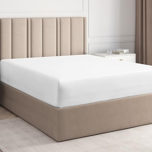 Spannbettlaken 160x200 cm – 30 cm Steghöhe – Aus weicher, gebürsteter Polyester-Mikrofaser – Spannbetttuch passend für Matratzen bis 30 cm Höhe – OEKO-TEX Zertifiziert – Weiß, Einzelpackung