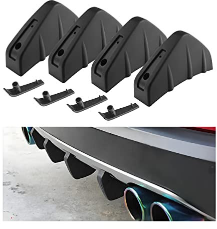 JNNJ 4 Pezzi Spoiler Posteriore, Paraurti Posteriore per Auto Con Alette Di Squalo, Spoiler Posteriori Auto Universale Piccolo Circondato Paraurti Telaio, Alette Universali per Auto(Nero)