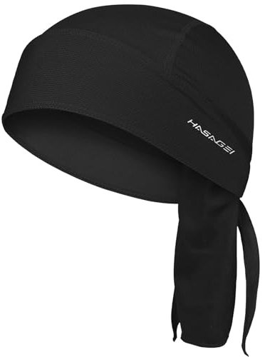 HASAGEI Bandana Herren Damen Atmungsaktiv Kopftuch Sports Bandana Cap Laufmütze Schnelltrocknend Kopftuch Unterm Radhelm Sommer Kopftücher Fahrrad Mütze (Einfarbig Schwarz)