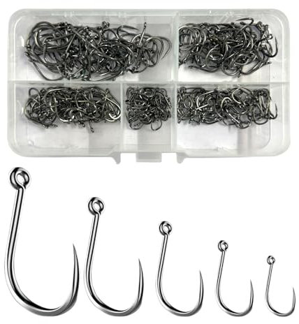 Dingbear 250 Stück Angelhaken Kombi Set Ohne Widerhaken – Angelhaken ohne Widerhaken aus Karbonstahl, Geeignet für Flüsse, Seen, Ozeane und Teiche(Widerhakenlos)