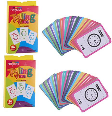 Hohopeti 2stücke Teiliges Lernspiel Zur Zeitmessung Für Analog Und Digital Uhren Flashkarten Für Unterricht Klasse