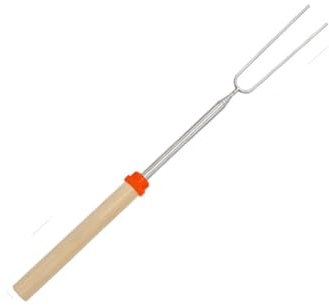 Wisafory Spiedini da barbecue in acciaio inox, forchetta telescopica, forchetta da campeggio, forchetta con manico in legno, marshmallow, arrosto per grigliate, marshmallow, pane bastone, shish kebab