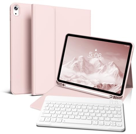 GKABXY Hülle mit Tastatur für iPad Air 11 Zoll M4 2026/M3 2025/M2 2024, iPad Air 5./4. Generation 2022/2020 10,9 Zoll, magnetisch Abnehmbare Folio Bluetooth Tastatur hülle mit Stifthalter, Rosa