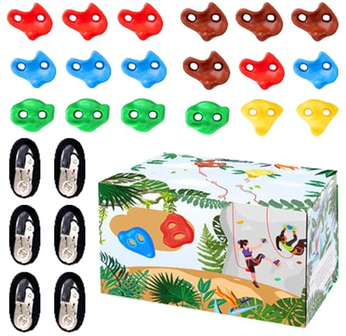 Supporti da parete per arrampicata su roccia, 18 supporti per arrampicata su naso, per parete, hardware di montaggio incluso, supporto per arrampicata su roccia per adulti, parete per arrampicata