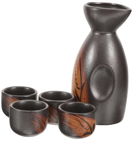 Amosfun 1 Set Accessori per sake in vitre stoviglie teiera semplice Decorativo tazza di sakè tradizionale tazza da sake in ceramica coppa di vino di riso bollitore per liquori porcellana