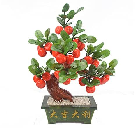 Jade Bonsaï Oranger Arbre Riche De Bon Augure Salon Ameublement Décoration Chanceux Méditation Décoration Cadeau Créatif Feng Shui Arbre (Taille : B)