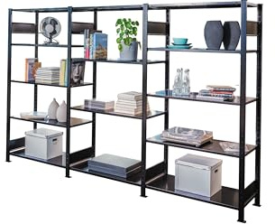 SCHULTE Lagertechnik Raumteiler-Komplett-Set 2.000 x 3.000 x 500 mm HxBxT, inkl. 14 MULTIplus 150 Fachböden, schwarz, 1 Grundregal + 2 Anbauregale