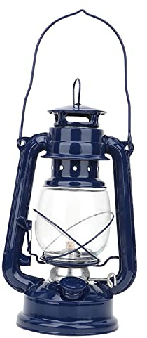 Ejoyous Lámpara de Petróleo Vintage, Nalgia Retro Lámpara de Queroseno Antiguo Lámpara de Aceite Decorativo Tradicional Lintern (BLUE)