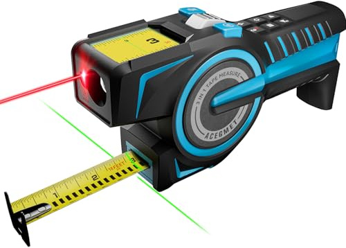 ACEGMET by MiLESEEY DTX10 Mesure de ruban numérique à verrouillage automatique avec affichage numérique instantané, laser d'alignement vert et mesure de l'efficacité, USB C | Batterie remplaçable