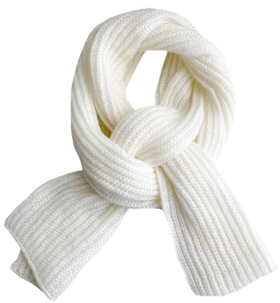 YAUOIPI Warm Autumn and Winter Scarf, Winter Knitted Scarf, Unisex Pure Color Winter Neck Warm Knitting Scarf, Thick Warm Ladies Scarves, Fashion Women Scarves, One Size (White) (White)