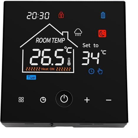 Termostato de caldera de pared, LCD programable, controlador digital de temperatura ambiente, alimentado por USB, funciona con pilas, montaje en superficie sin programación WiFi