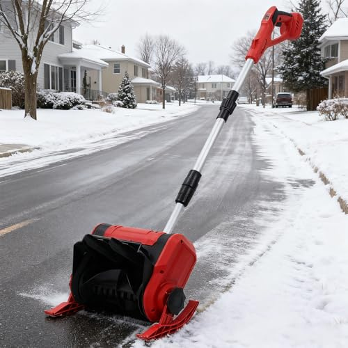 ORIDLECTAL Spazzaneve Elettrico, Spazzaneve, Pala da Neve Elettrica con Batteria 20V 4.0Ah, Motore 1200W, Leggero, Facile Sgombero Neve su Vialetti e Scale