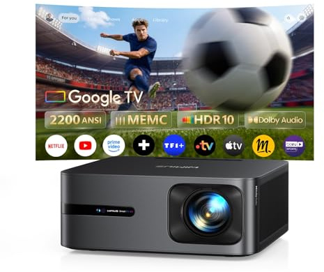 Vidéoprojecteur 4K MEMC【2300 ANSI/Google TV 14.0/Dolby 48W】 Auto Focus/Keystone WiMiUS Vidéoprojecteur de Jour 4K, Contrôle Vocal, HDR10,Rétroprojecteur WiFi Bluetooth 1080P Zoom Home Cinéma HDMI 2.1