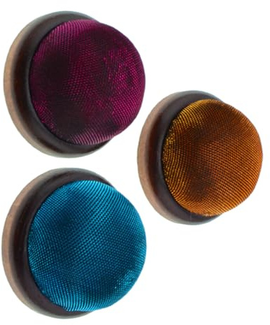 RUNROTOO Puntaspilli Base in Legno 3 Pezzi Cuscinetto per Aghi Design Glitterato, Dimensioni Compatte e Stabile per Lavori Manuali e Cucito Fai-da-te