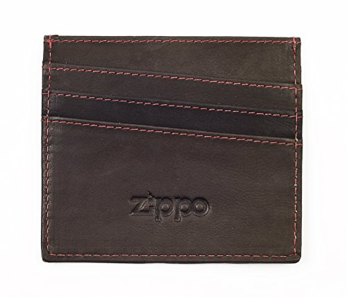 Zippo - Étui À Cartes En Cuir, Moka, Étui À Cartes Bancaires Pour Homme Et Femme, 5 Fentes À Cartes