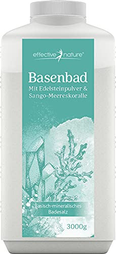 effective nature Basenbad - basisches Badesalz mit Sango-Meereskoralle & Edelsteinpulver - ergiebiger Badezusatz fürs Vollbad, Sitzbad & Fussbad - Wellness & Regeneration nach dem Sport - 3000 g